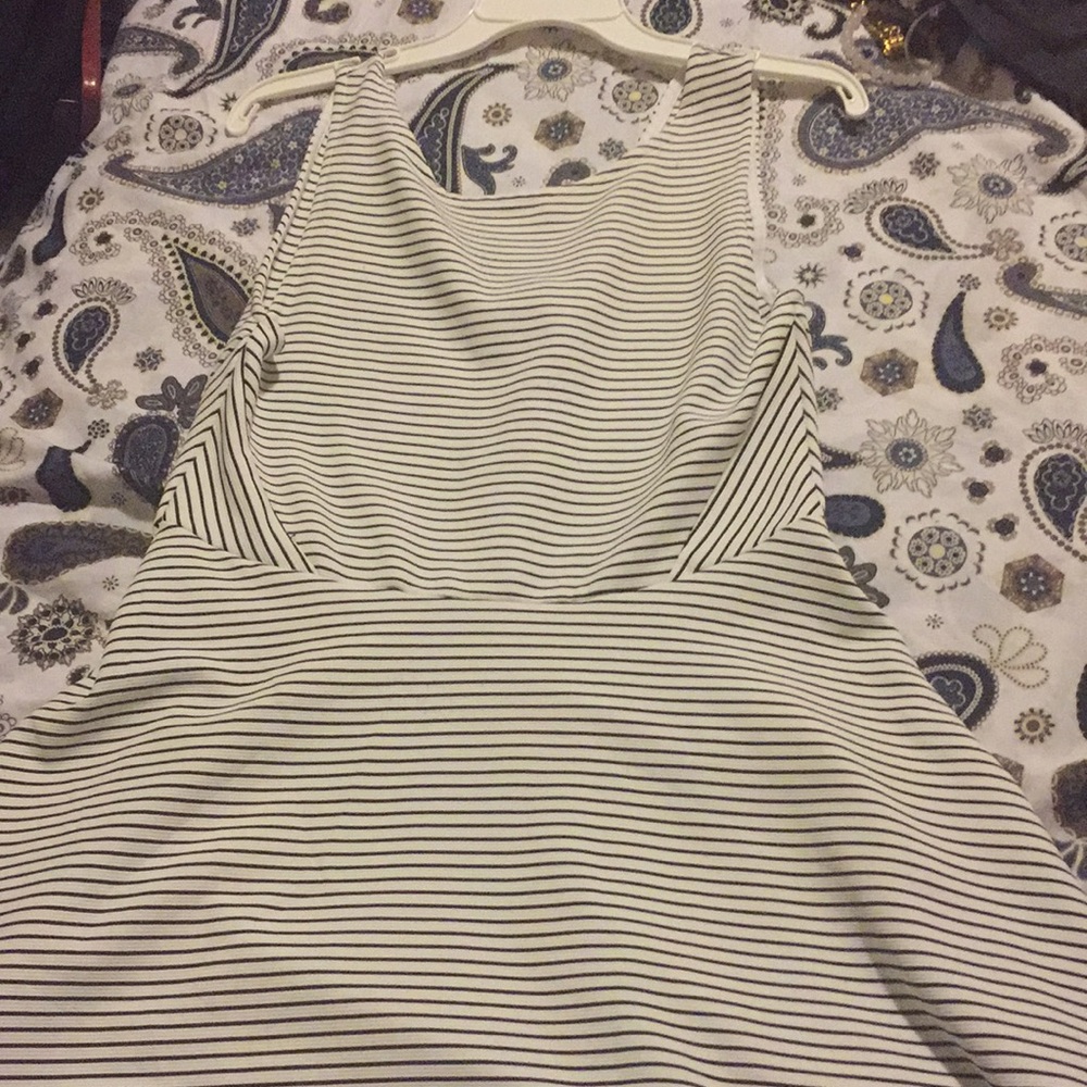 H&M Divided Black and White Striped Skater Dress